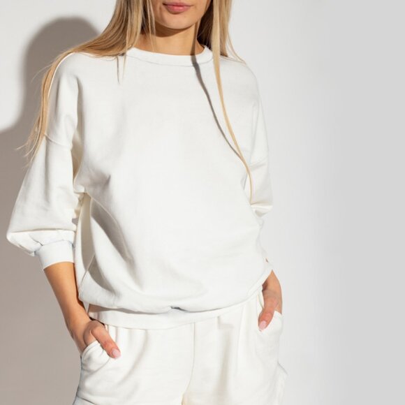 ALLSAINTS DISTRESSED 3/4 SLEEVE LENGTH CREW NECK SWEATSHIRT - Picture 2 of 8